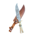 Custom Hand-Forged Damascus Clip-Point Bowie / Sub-Hilt Hunting Knife
