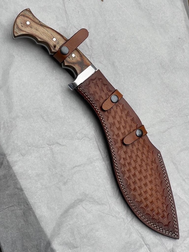 Heavy-duty tactical Kukri featuring a recurved high-carbon steel blade